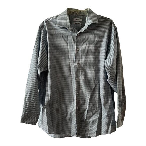 𝅺CALVIN Klein Gingham Button down Dress Shirt Size 16.5 - Picture 2 of 4